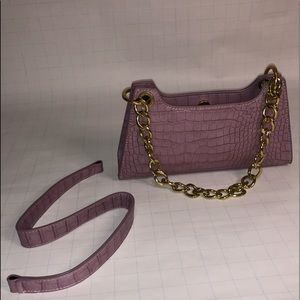 Dark lavender croc skin shoulder bag